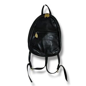 Libaire Vintage Black Pebbled Leather Backpack Made in USA